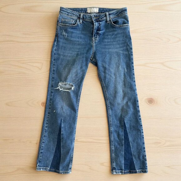 FREE PEOPLE Distressed Straight Leg Jeans Size 28 - Picture 1 of 10